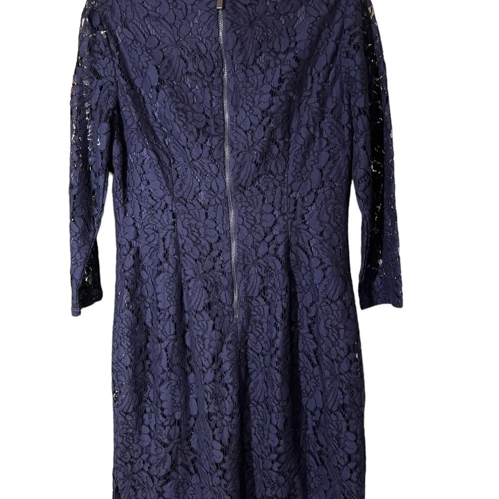 VINCE CAMUTO Navy Lace Sheath Dress Size 4 - Picture 4 of 9